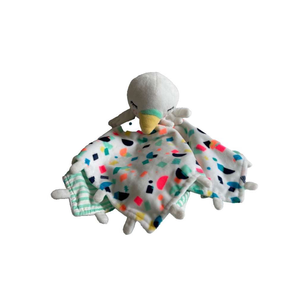 Oh Joy Swan Bird White Green Stripe Neon Confetti Baby Lovey Security Blanket